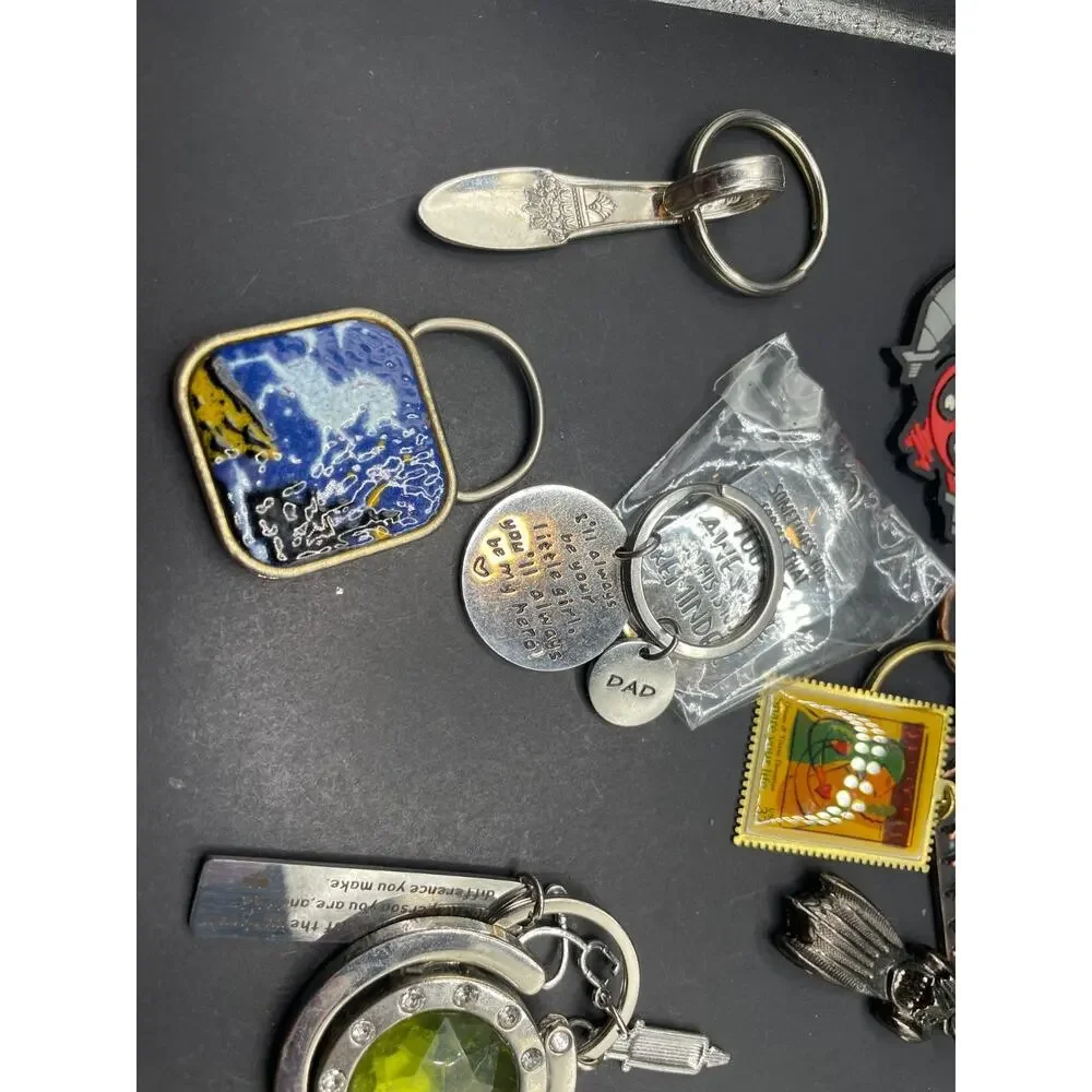 Lot Of 13 Keychains Mixed Assortment Style Vintage to Modern Gold Silver Tone